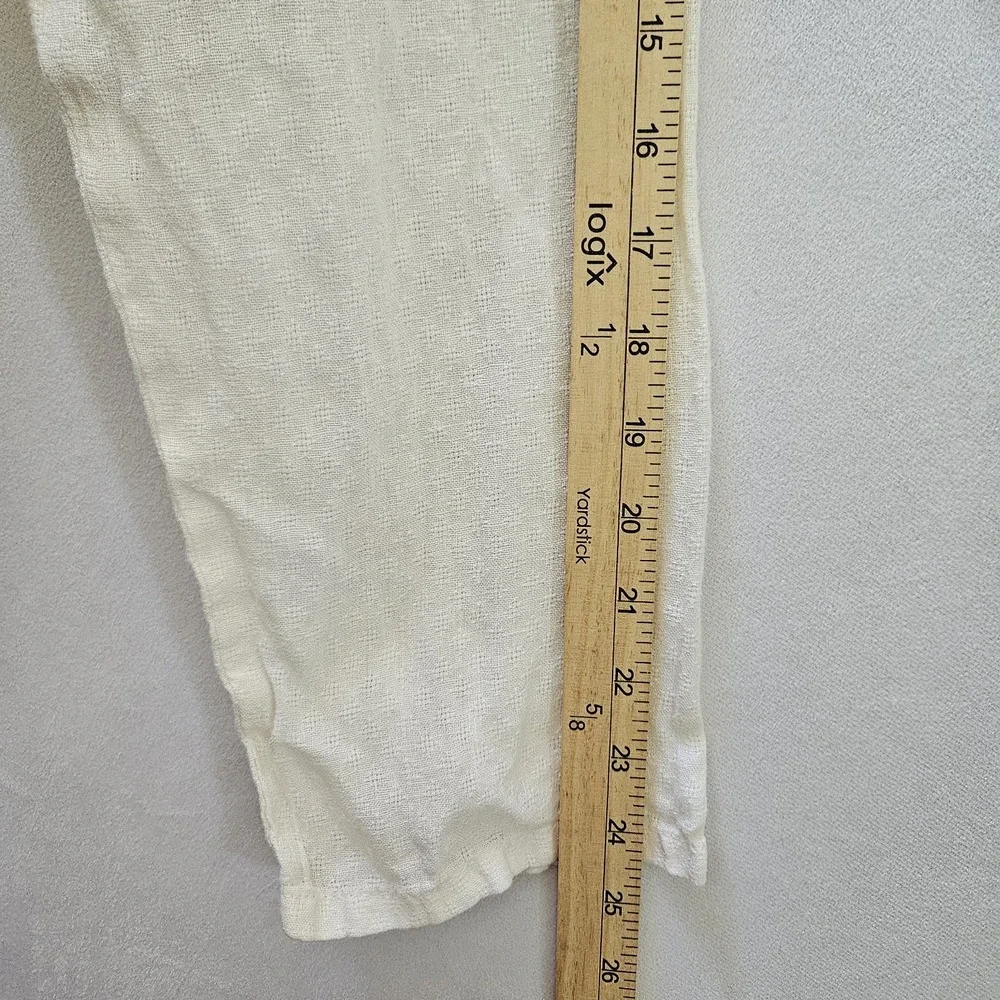 Flax Shift Dress Women's L Cream Textured 100% Linen Button Fairy Coastal Beachy